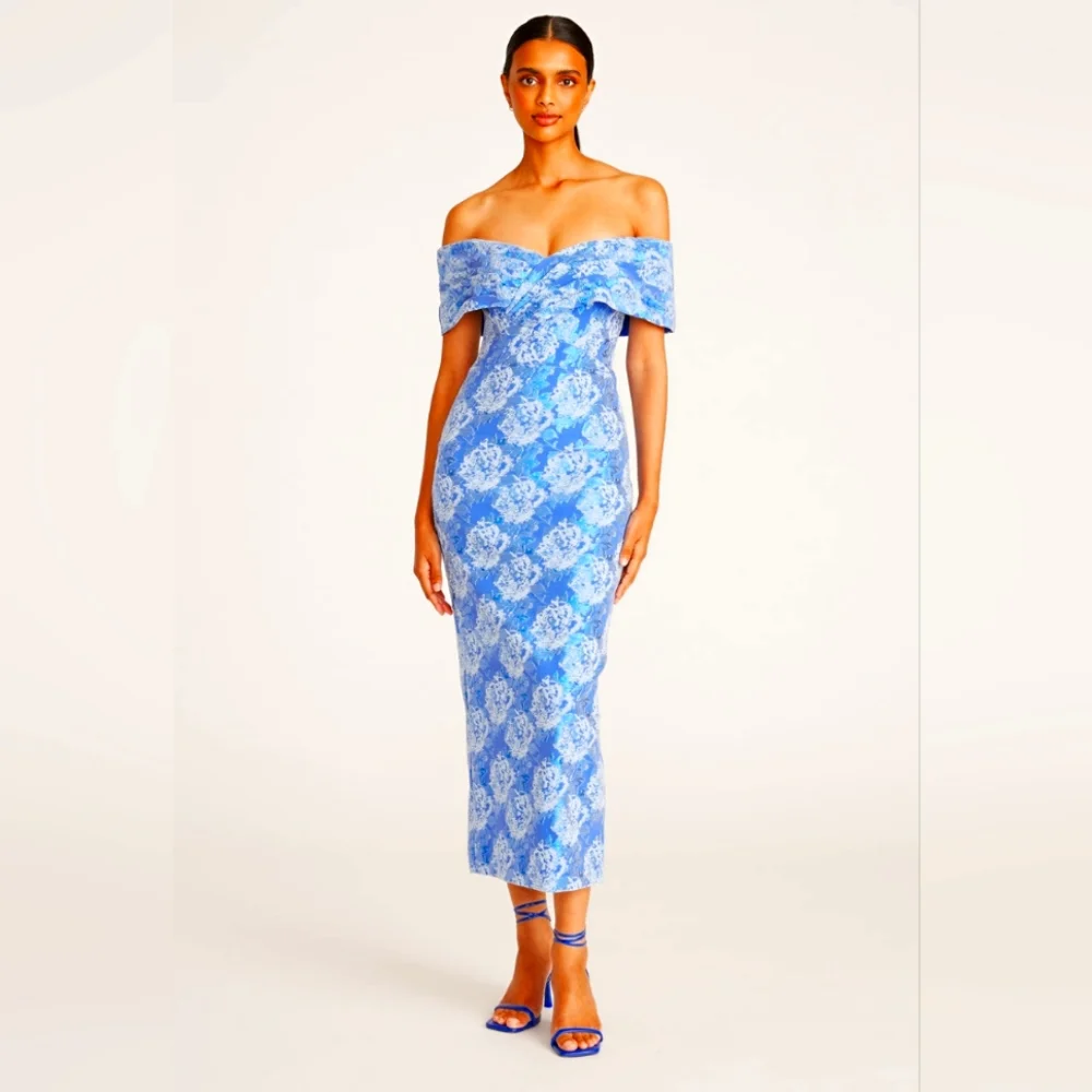 Theia Stretch Jacquard Fitted Cocktail Dress Women's - Picture 1 of 7
